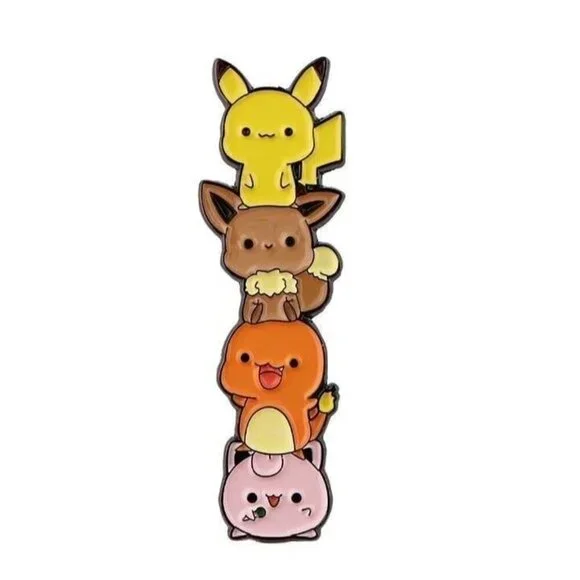 Melodic Stackers: Pokemon Jigglypuff, Charmander, Eevee, Pikachu Enamel Pin - Picture 3 of 5